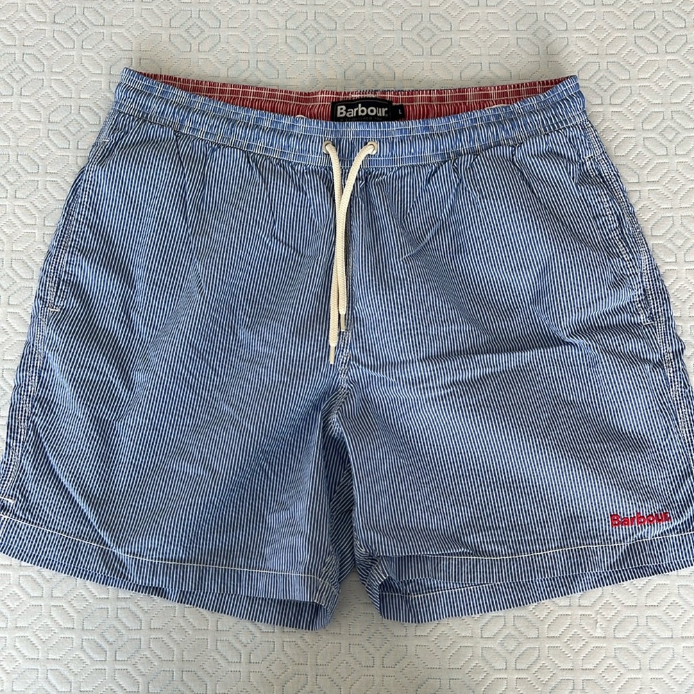 Barbour Men's Blue Pinstripe Swim Trunks
